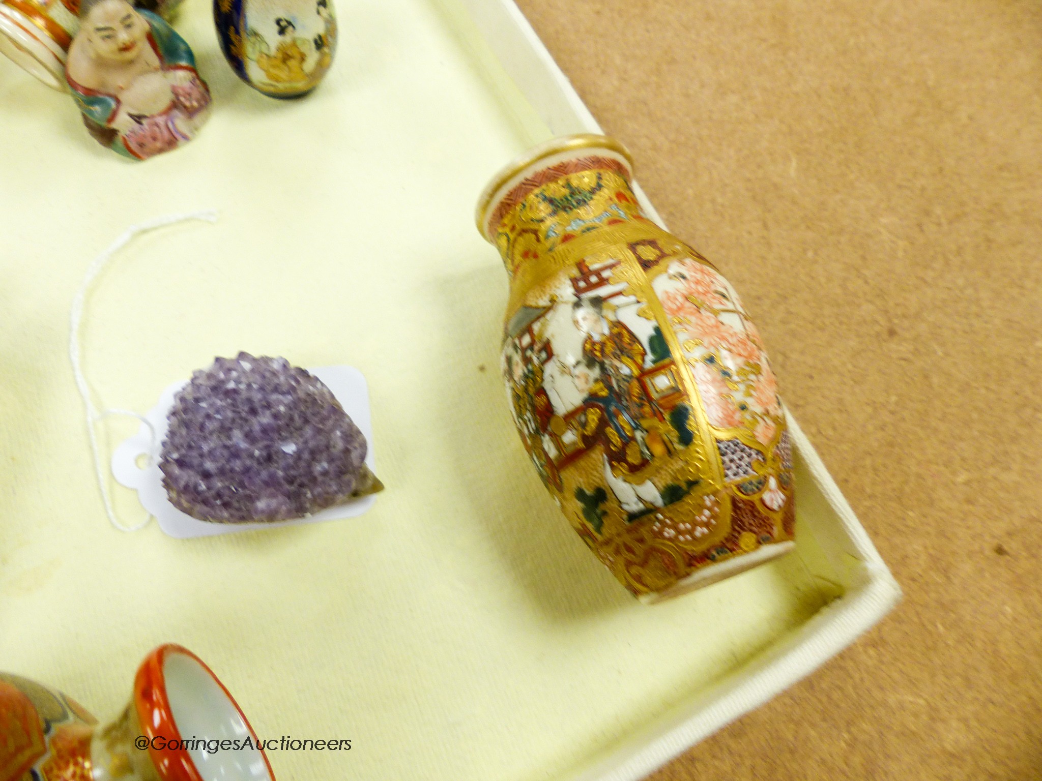 A collection of Japanese miniature Satsuma vases etc.